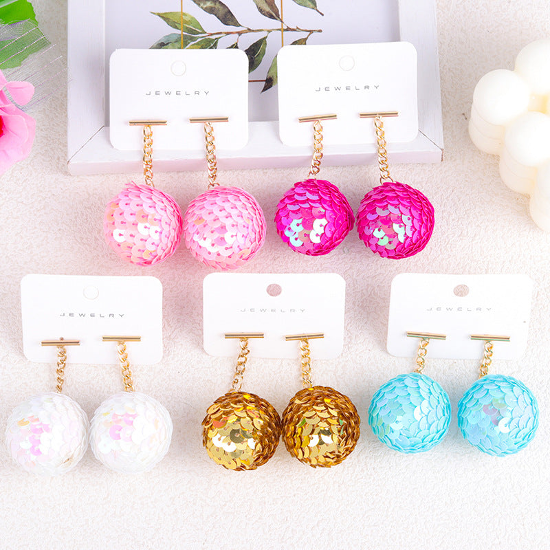 Wholesale Colorful Sequined Round Balls Personality Simple Retro Design Niche Earrings